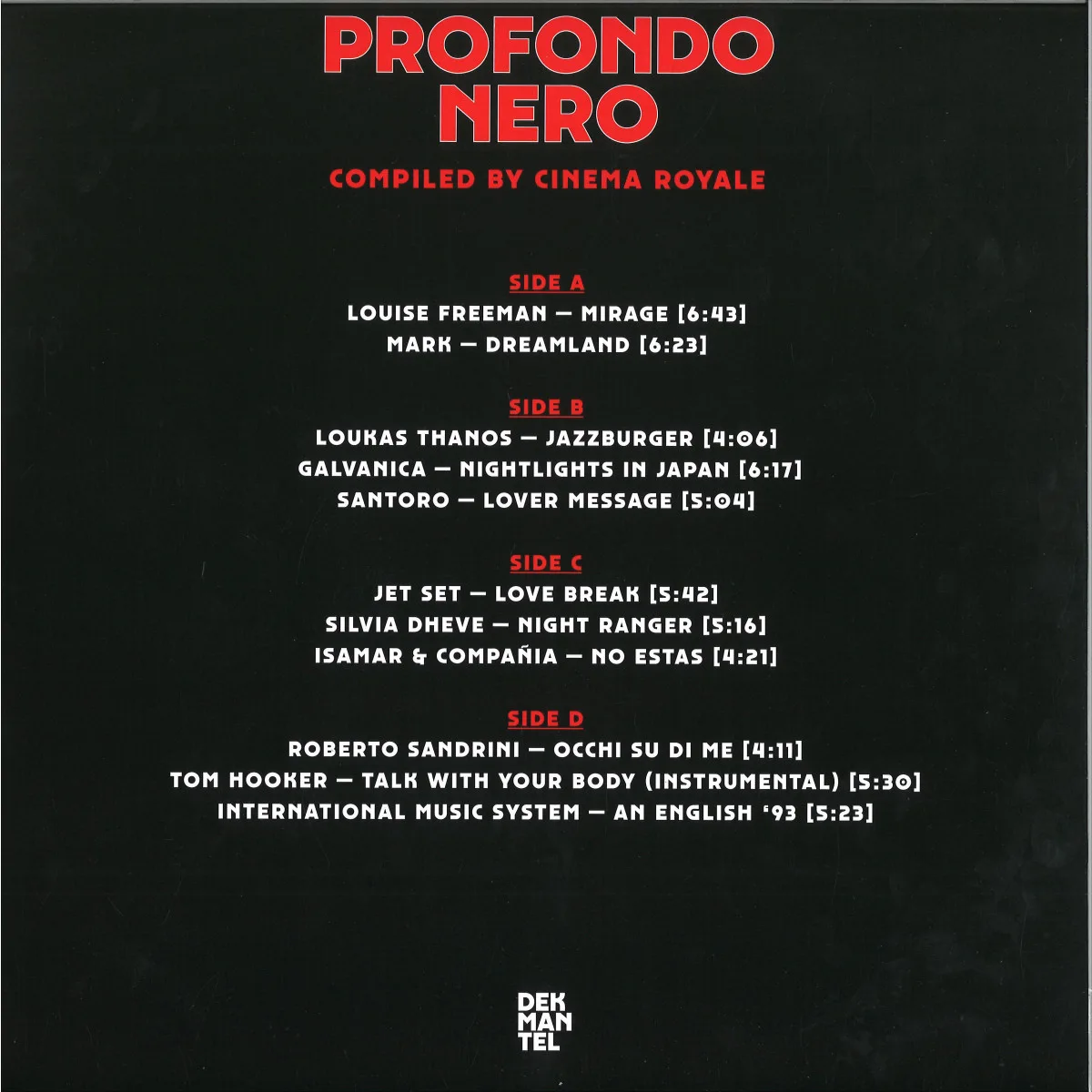 Обратная сторона обложки — Various — PROFONDO NERO 2x12"