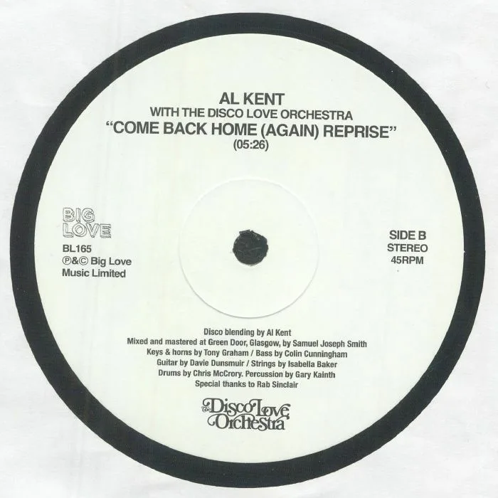 Обратная сторона обложки — Al KENT / THE DISCO LOVE ORCHESTRA — Come Back Home (Again) (B-STOCK)