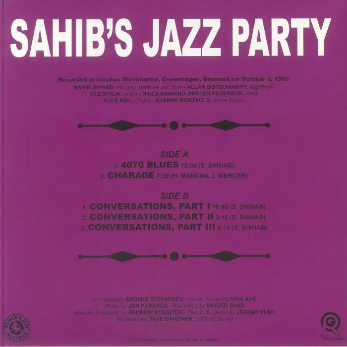 Back cover — Sahib SHIHAB — Sahib's Jazz Party (remastered)