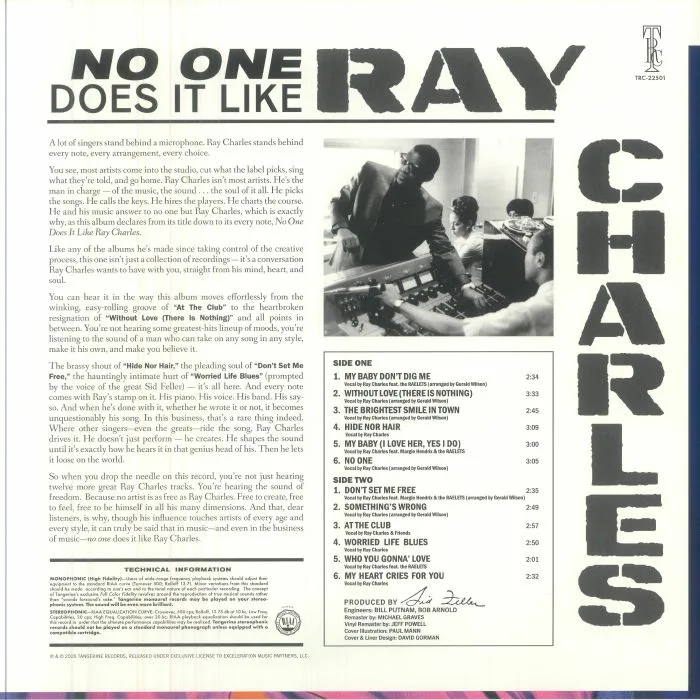 Обратная сторона обложки — Ray CHARLES — No One Does It Like Ray Charles!