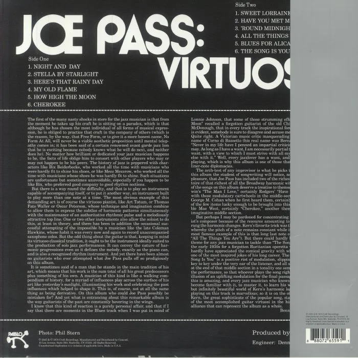 Back cover — Joe PASS — Virtuoso (Original Jazz Classics)