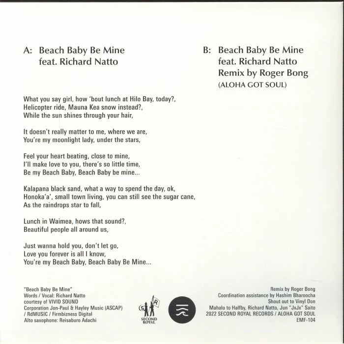 Back cover — HALFBY — Beach Baby Be Mine
