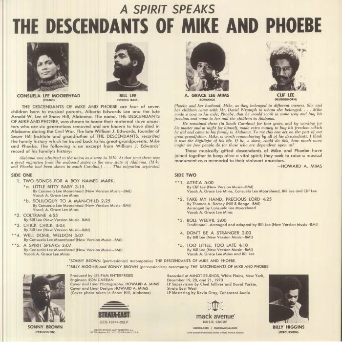 Back cover — The DESCENDANTS OF MIKE & PHOEBE — A Spirit Speaks (Deluxe Edition)