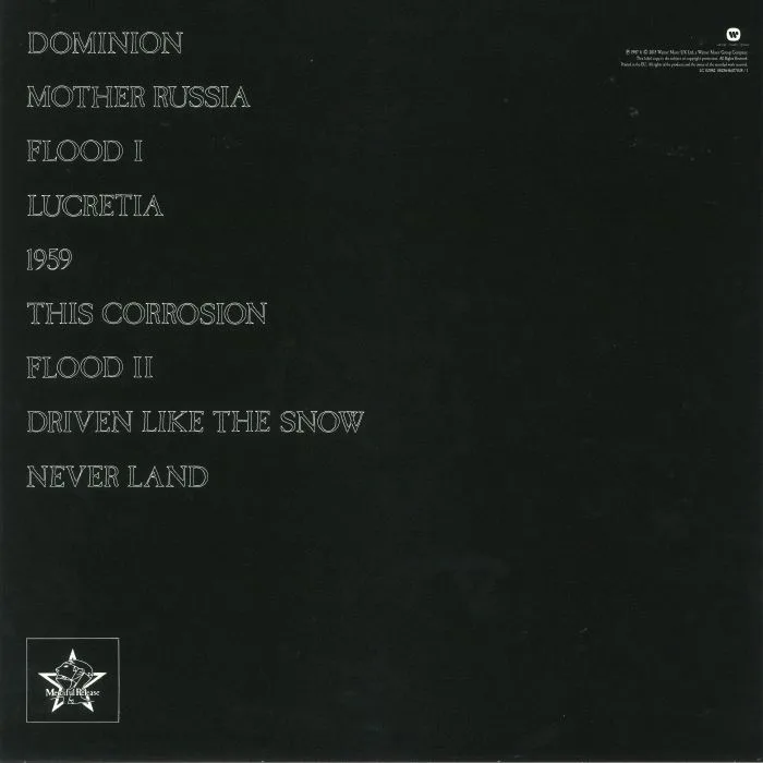 Обратная сторона обложки — The SISTERS OF MERCY — Floodland (reissue)