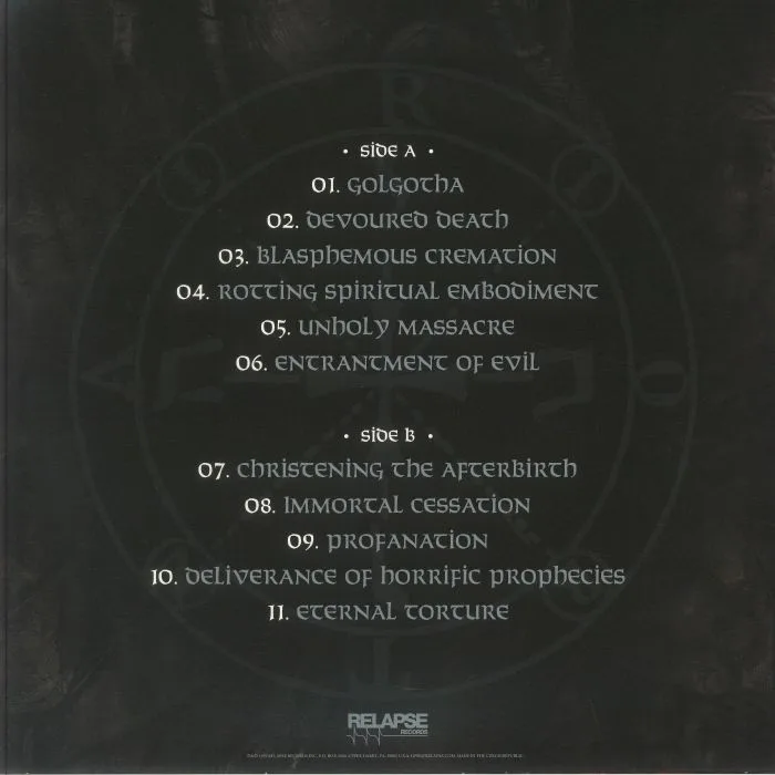 Back cover — INCANTATION — Onward To Golgotha (reissue)