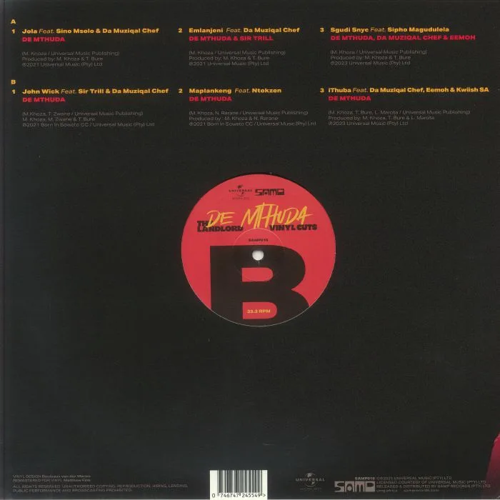 Обратная сторона обложки — DE MTHUDA — The Landlord: Vinyl Cuts