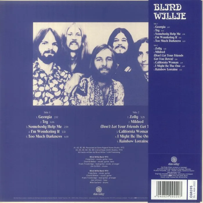 Back cover — BLIND WILLIE — Blind Willie (reissue)