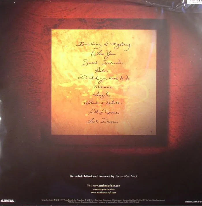 Back cover — Sarah McLACHLAN — Surfacing