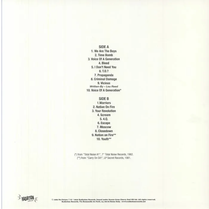 Обратная сторона обложки — BLITZ — Voice Of A Generation (reissue)