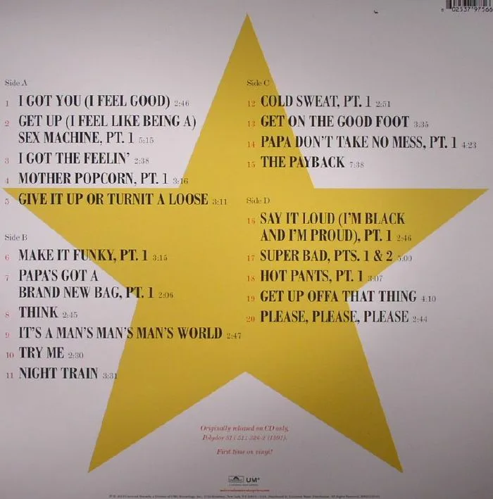Back cover — James BROWN — 20 All Time Greatest Hits