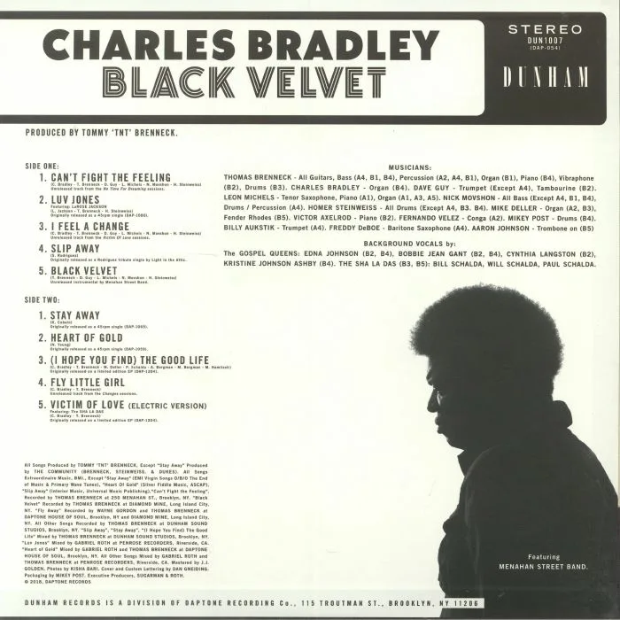 Back cover — Charles BRADLEY — Black Velvet