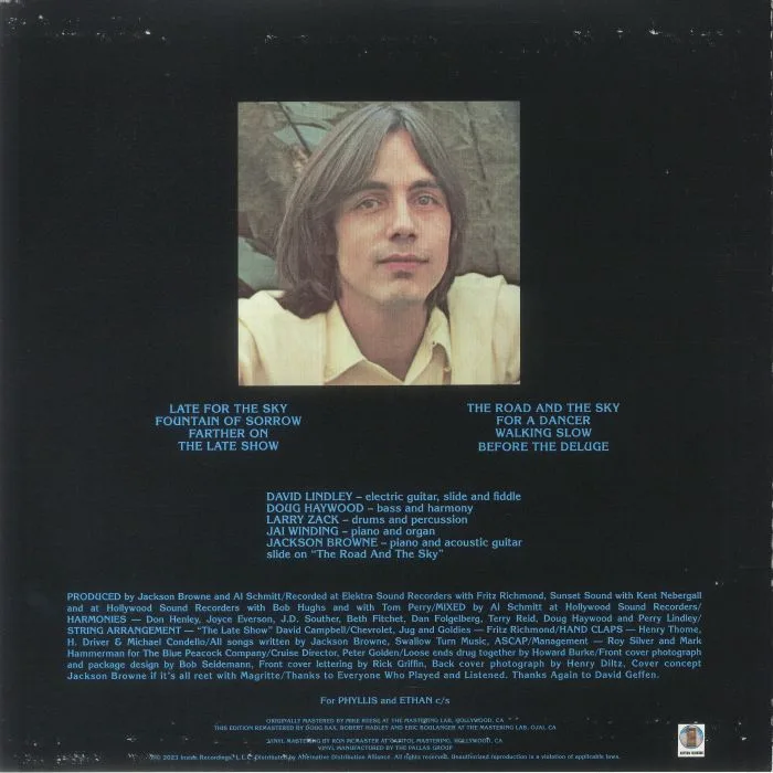 Обратная сторона обложки — Jackson BROWNE — Late For The Sky (reissue)