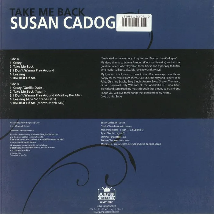 Back cover — Susan CADOGAN — Take Me Back (Expanded Edition)