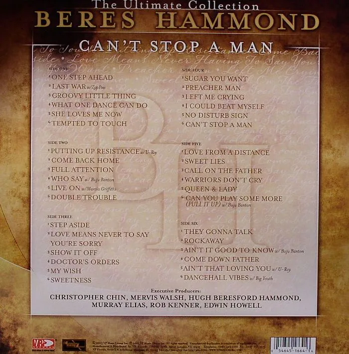 Обратная сторона обложки — Beres HAMMOND — Can't Stop A Man: The Ultimate Collection