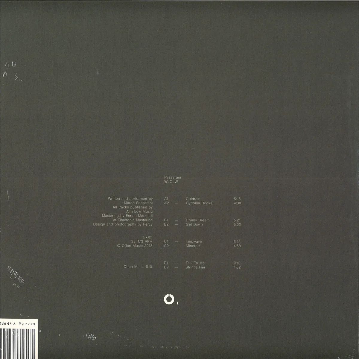 Обратная сторона обложки — Passarani — W.O.W. 2x12"
