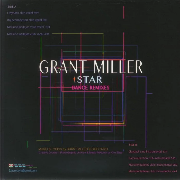 Обратная сторона обложки — Grant MILLER — Star: Dance Remixes