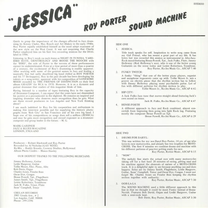 Back cover — ROY PORTER SOUND MACHINE — Jessica (Japanese Edition)