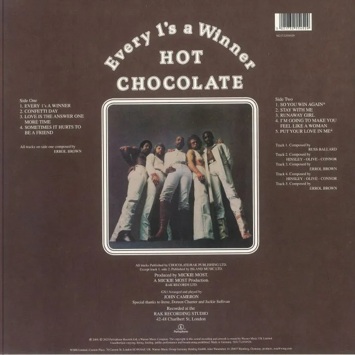 Обратная сторона обложки — HOT CHOCOLATE — Every 1's A Winner