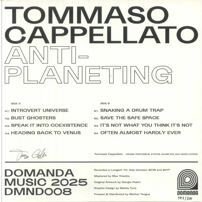 Обратная сторона обложки — Tommaso CAPPELLATO — Anti Planeting