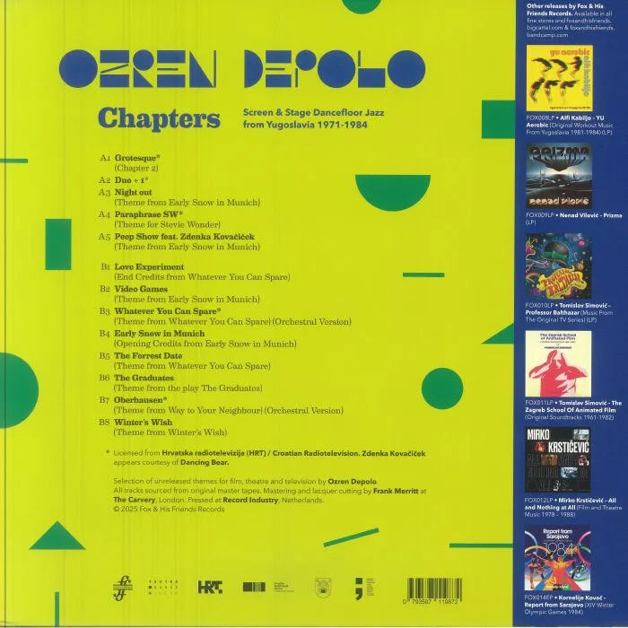 Back cover — Ozren DEPOLO — Chapters (Screen & Stage Dancefloor Jazz From Yugoslavia 1971-1984)