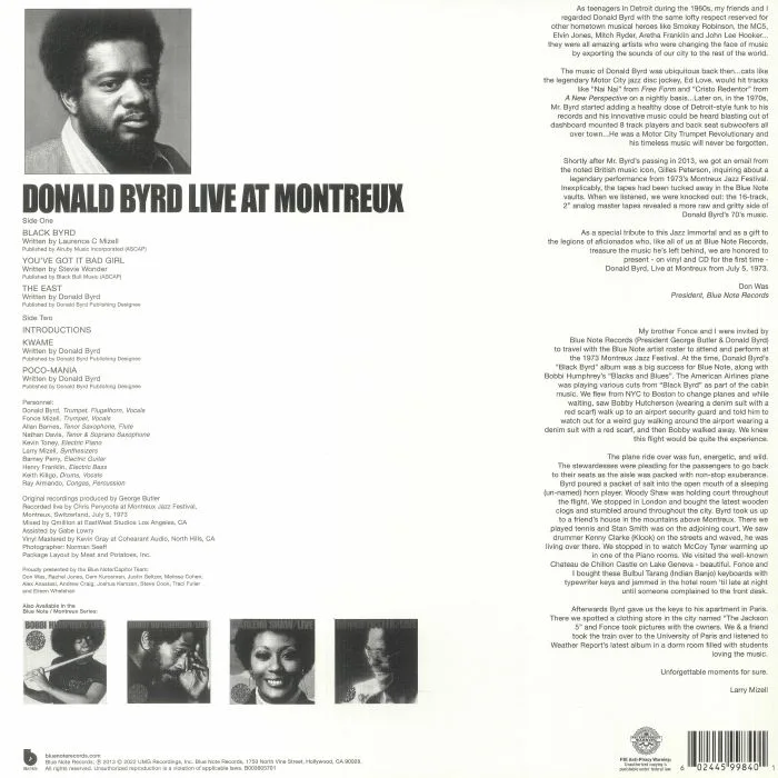 Back cover — Donald BYRD — Live Cookin' With Blue Note At Montreux