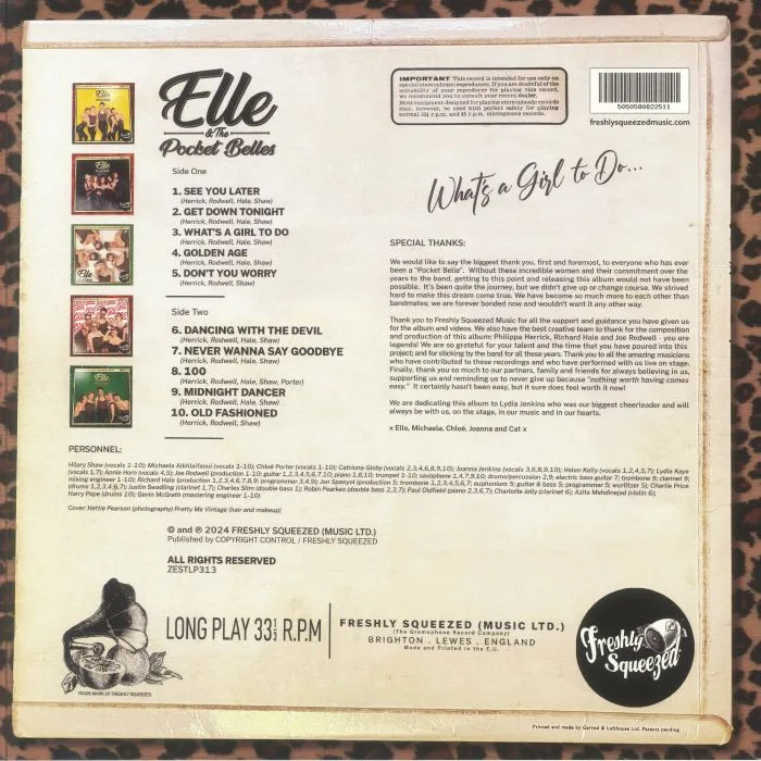 Back cover — ELLE & THE POCKET BELLES — What's A Girl To Do (mono)