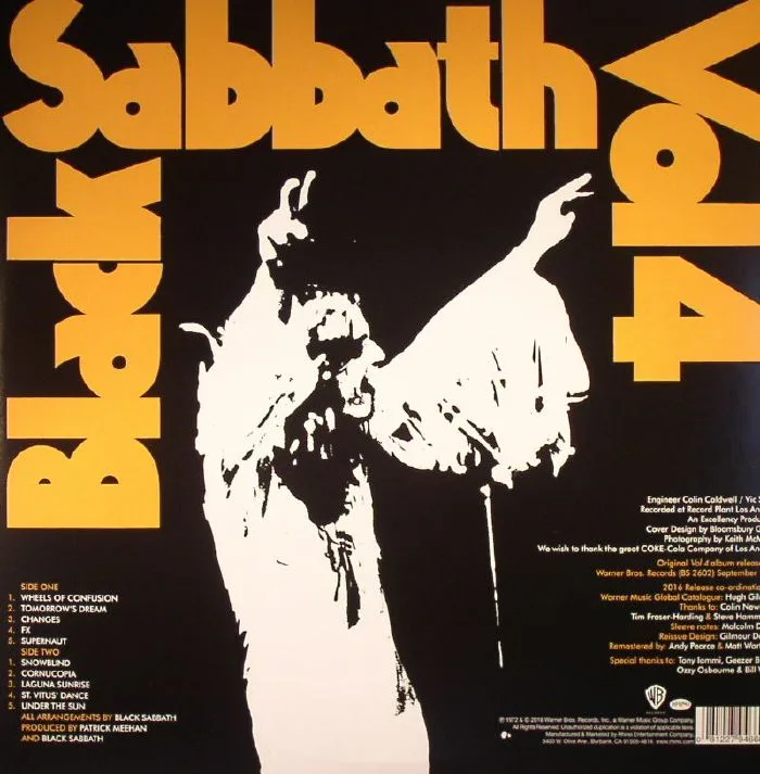 Обратная сторона обложки — BLACK SABBATH — Vol 4