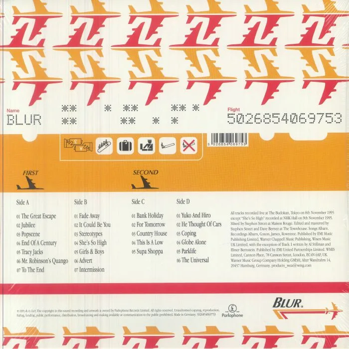 Back cover — BLUR — Live At The Budokan (Record Store Day RSD 2026)
