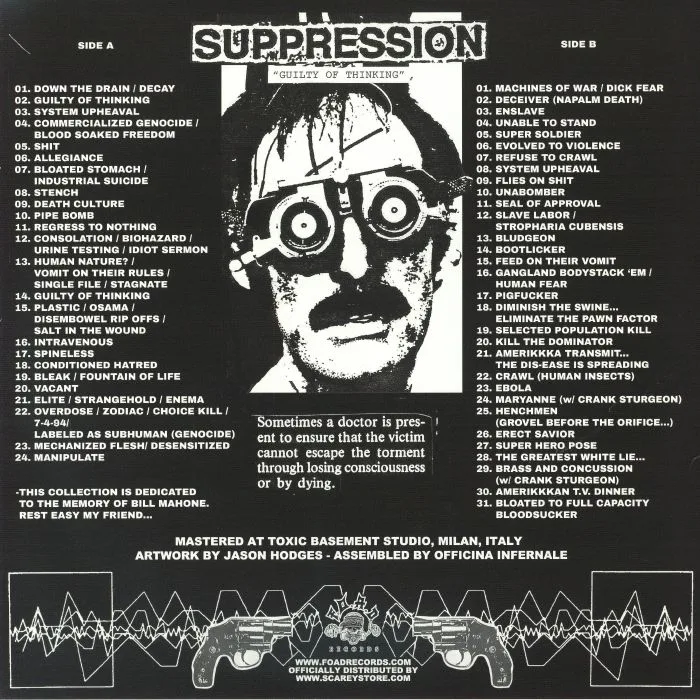 Обратная сторона обложки — SUPPRESSION — Guilty Of Thinking 1992-1998