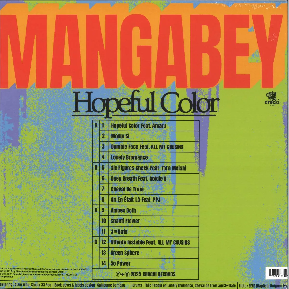 Обратная сторона обложки — MANGABEY — HOPEFUL COLOR LP 2x12"