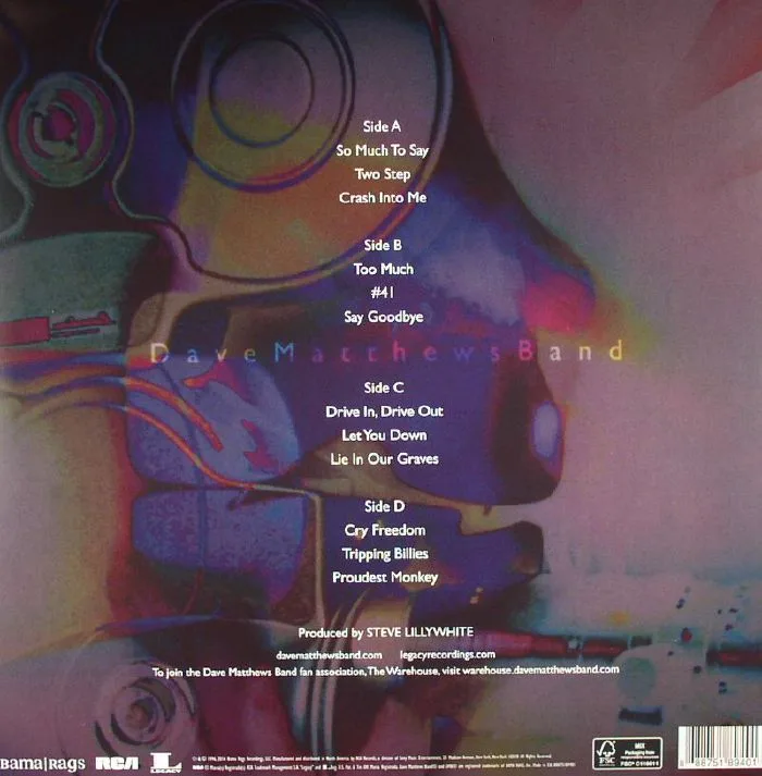 Back cover — DAVE MATTHEWS BAND — Crash (20th Anniversary Edition)
