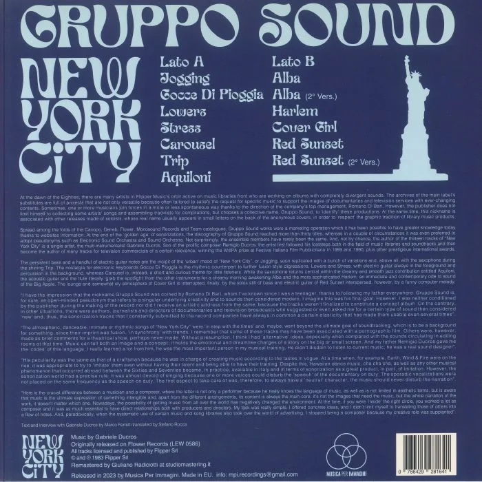 Back cover — GRUPPO SOUND — New York City (remastered)