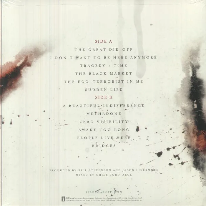 Обратная сторона обложки — RISE AGAINST — The Black Market