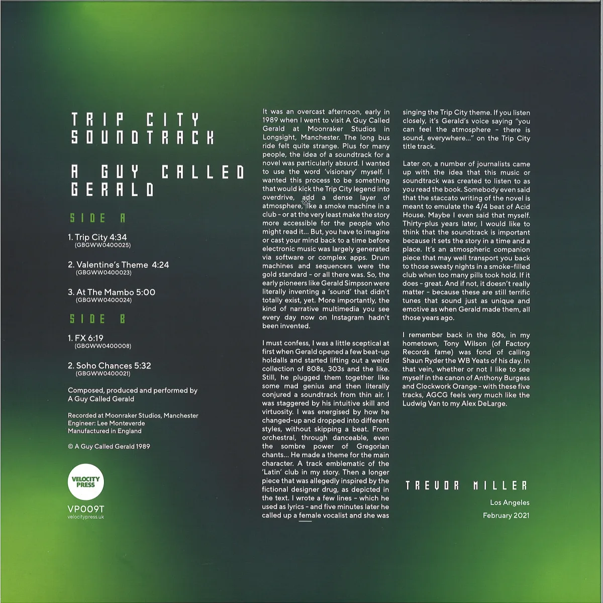 Back cover — A Guy Called Gerald — Trip City