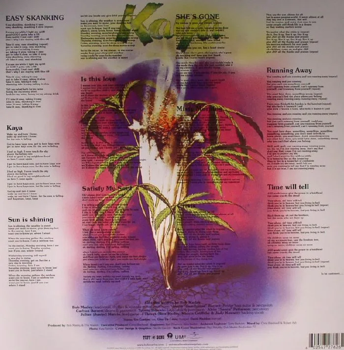 Back cover — Bob MARLEY & THE WAILERS — Kaya