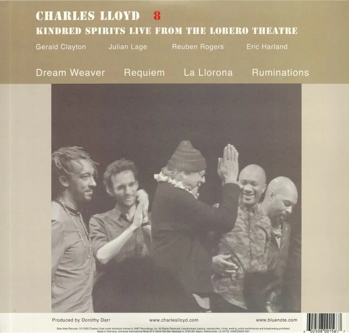 Обратная сторона обложки — Charles LLOYD — 8: Kindred Spirits Live From Lobero Theatre
