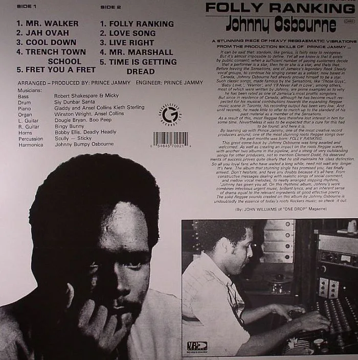 Обратная сторона обложки — Johnny OSBOURNE — Folly Ranking