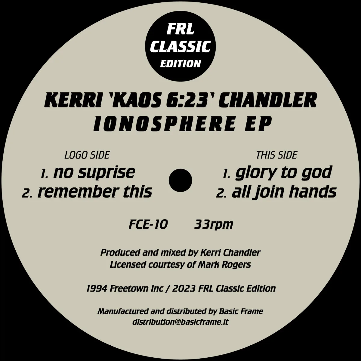 Обратная сторона обложки — Kerri Chandler — Ionosphere EP