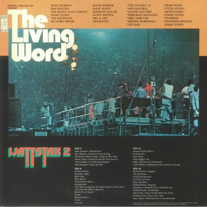 Back cover — VARIOUS — The Living Word: Wattstax 2 (50th Anniversary Edition)