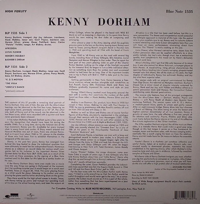 Back cover — Kenny DORHAM — Afro Cuban (remastered) (75th Anniversary Edition)