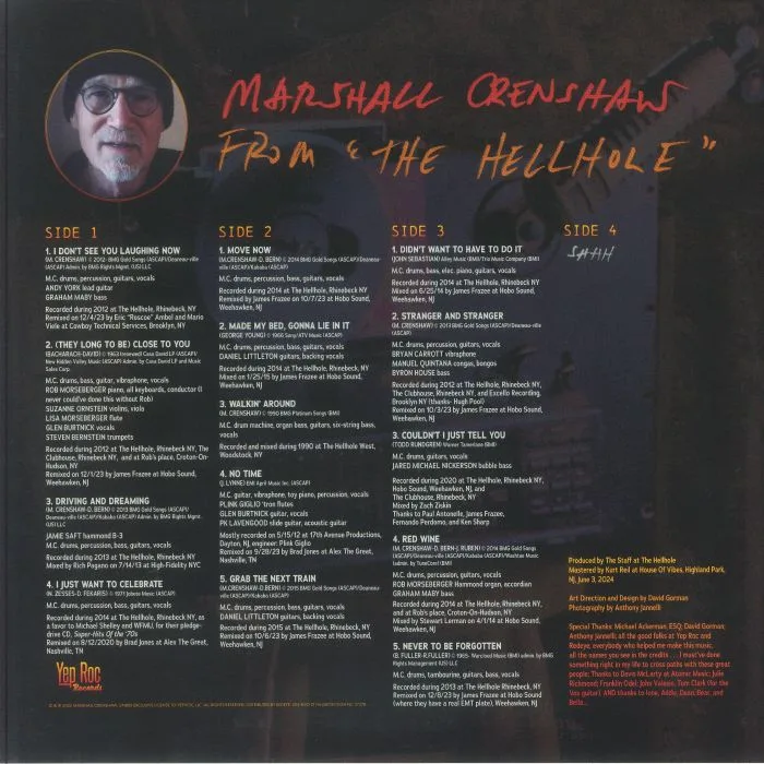 Обратная сторона обложки — Marshall CRENSHAW — From The Hellhole