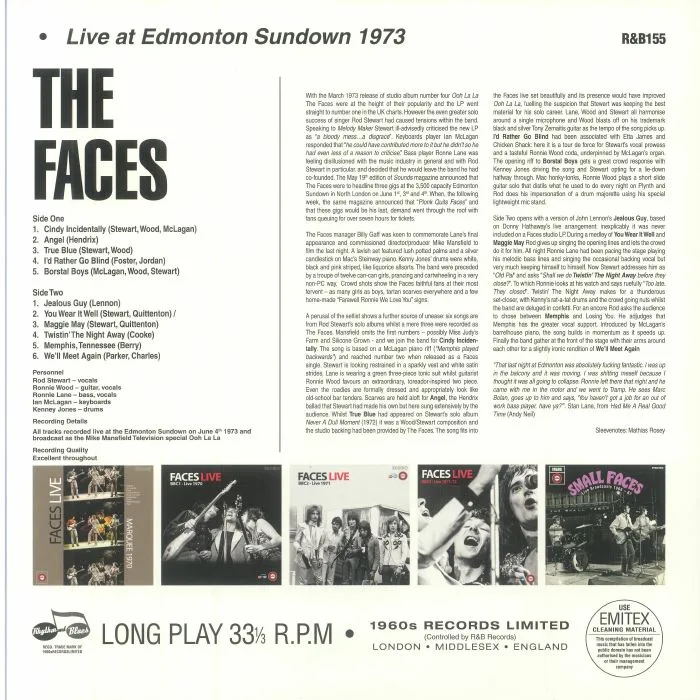 Обратная сторона обложки — The FACES — Live At Edmonton Sundown 1973