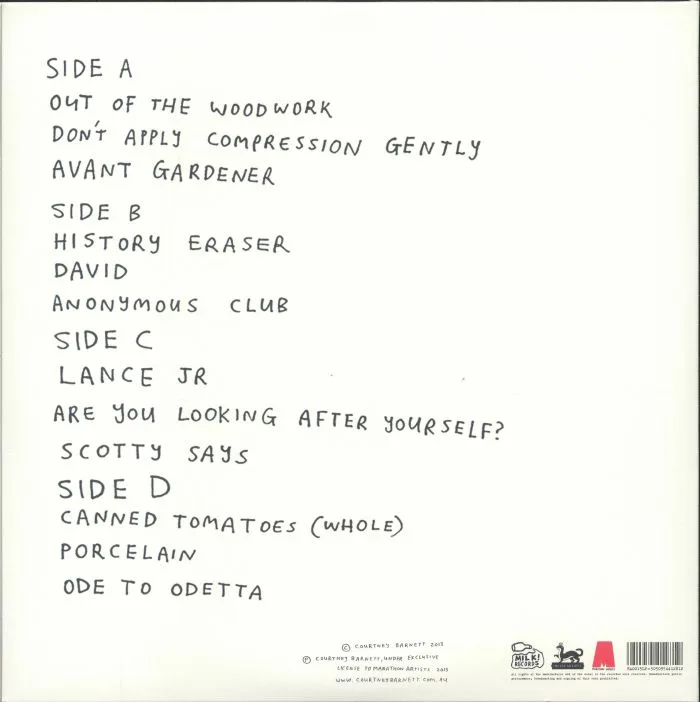 Обратная сторона обложки — Courtney BARNETT — The Double EP: A Sea Of Split Peas (10th Anniversary Edition)