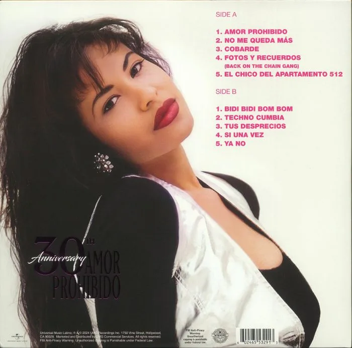 Back cover — SELENA — Amor Prohibido (30th Anniversary Edition)