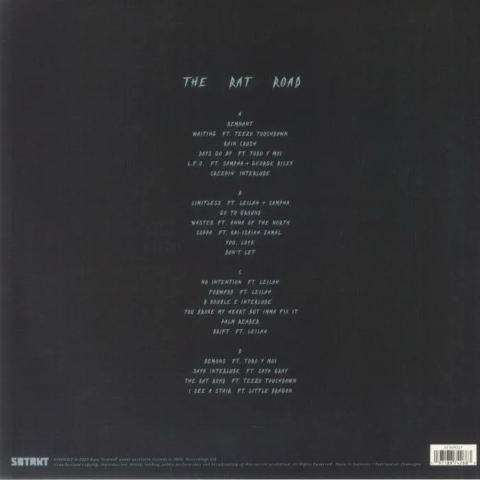 Back cover — SBTRKT — The Rat Road
