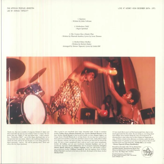 Back cover — PAN AFRIKAN PEOPLES ARKESTRA — Live At Widney High December 26th 1971