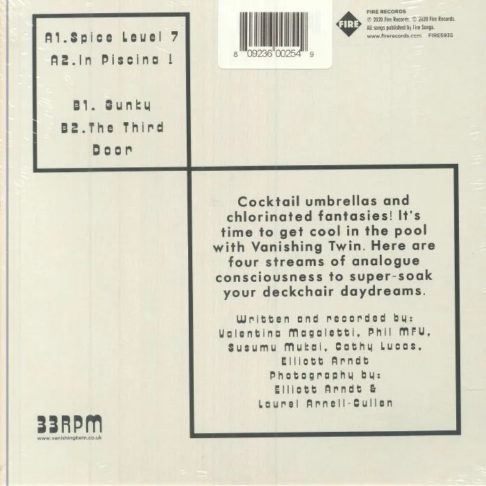 Back cover — VANISHING TWIN — In Piscina