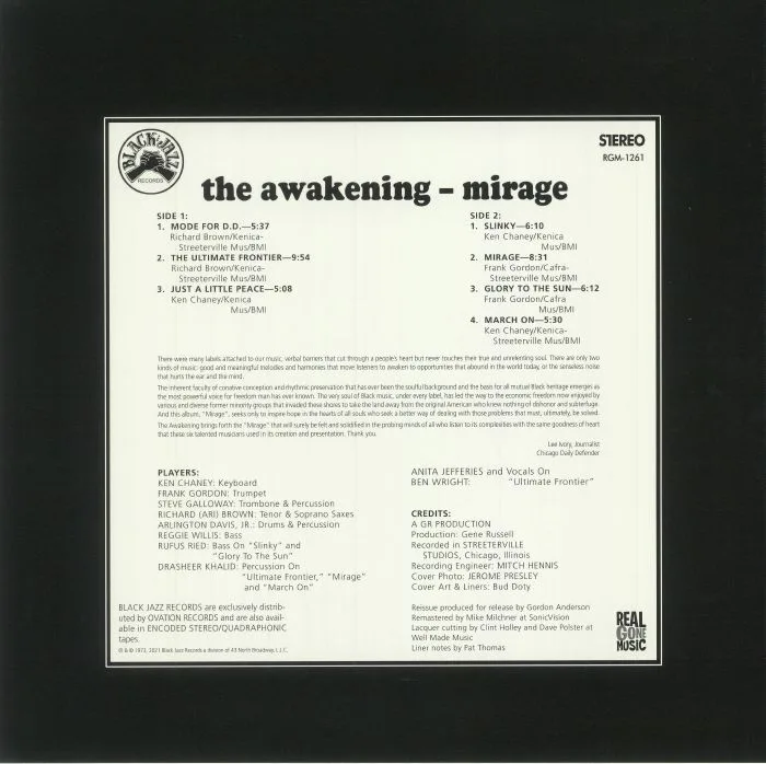 Back cover — The AWAKENING — Mirage (remastered)