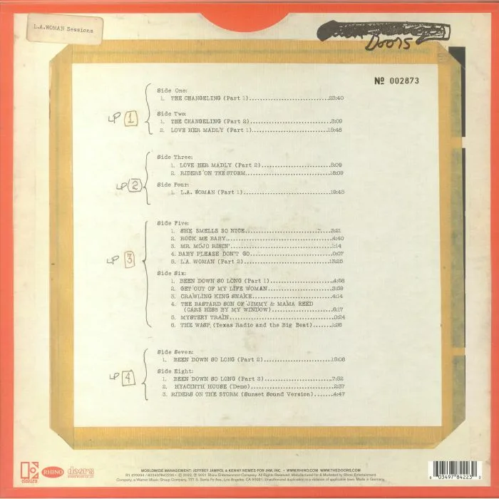 Back cover — The DOORS — LA Woman Sessions (Record Store Day RSD 2022)