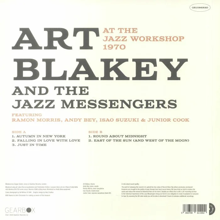 Обратная сторона обложки — Art BLAKEY & THE JAZZ MESSENGERS — At The Jazz Workshop 1970 (Record Store Day RSD 2023)